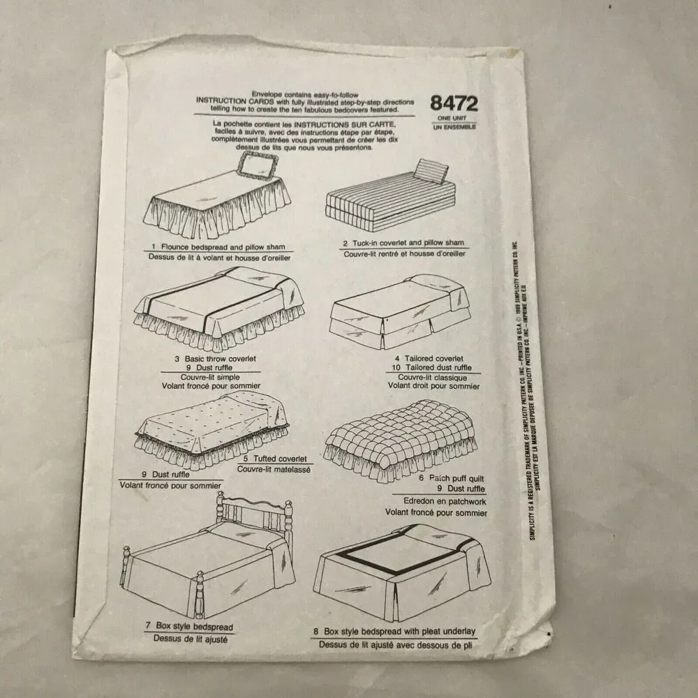 #8472 Simplicity Home Bedcovers sewing pattern